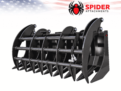 Spider Heavy Duty Grapple Rake Skid Steer Attachment | 45 - 75 HP | Made in USA