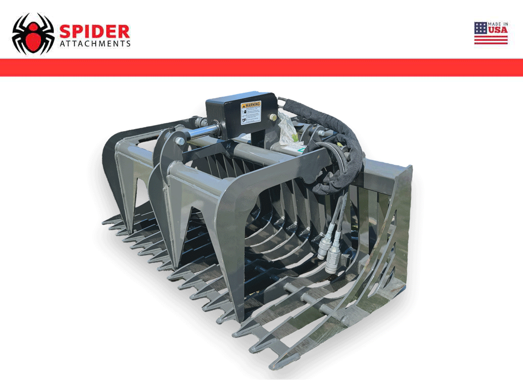 SPIDER Rock Grapple for mini loader - Spider Attachments