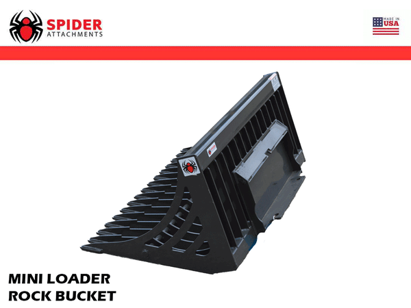 SPIDER Rock Bucket for mini loader - Spider Attachments