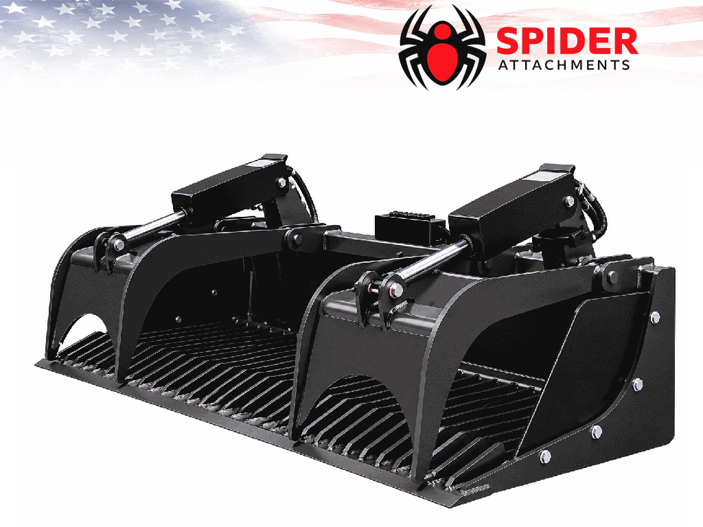 SPIDER Heavy-Duty Skid Steer Rock Grapple Attachment | 50–75 HP Loaders