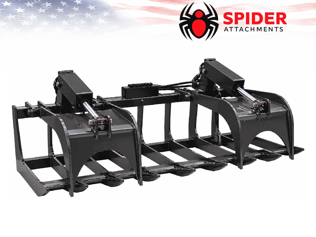 Spider Attachments Heavy Duty Root Grapple (45-75 HP) | Skid Steer Brush & Log Attachment