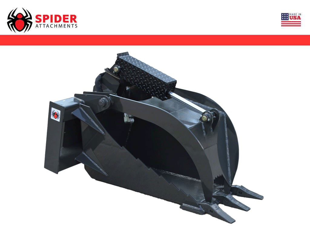 SPIDER "Big Scoop" Stump Bucket Grapple for mini loader