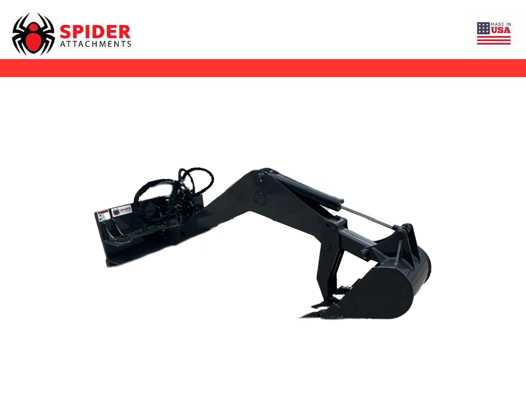 SPIDER  swing arm backhoe for skid steer loader