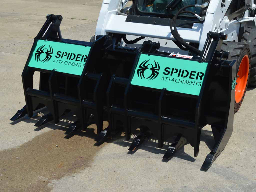 SPIDER extreme duty grapple rake for skid steer